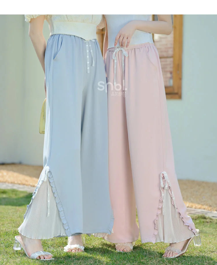 Blue Pink Cute Pastel Spring Lace Pants