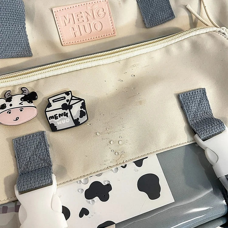 Cow Badge Kawaii Waterproof Backpack