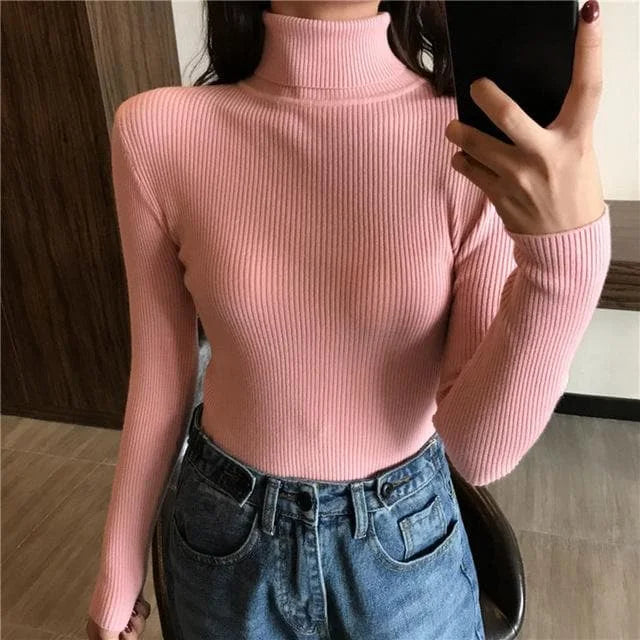 Knitted Ribbed Long Sleeve Pullover Sweater