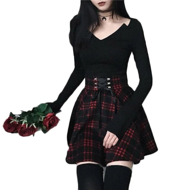 Red Plaid Skirt (Up To 4XL)