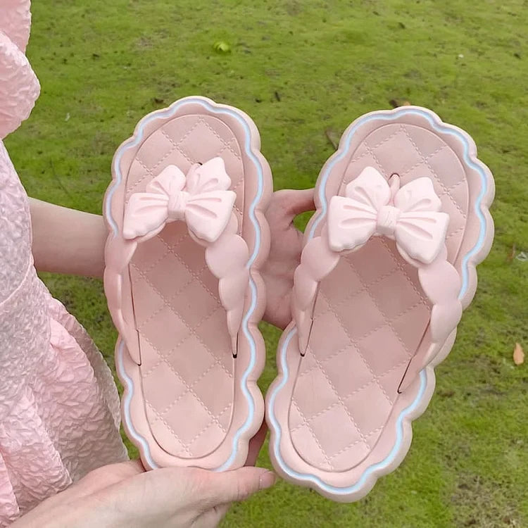 Kawaii Pink Princess Summer Bow Sandals