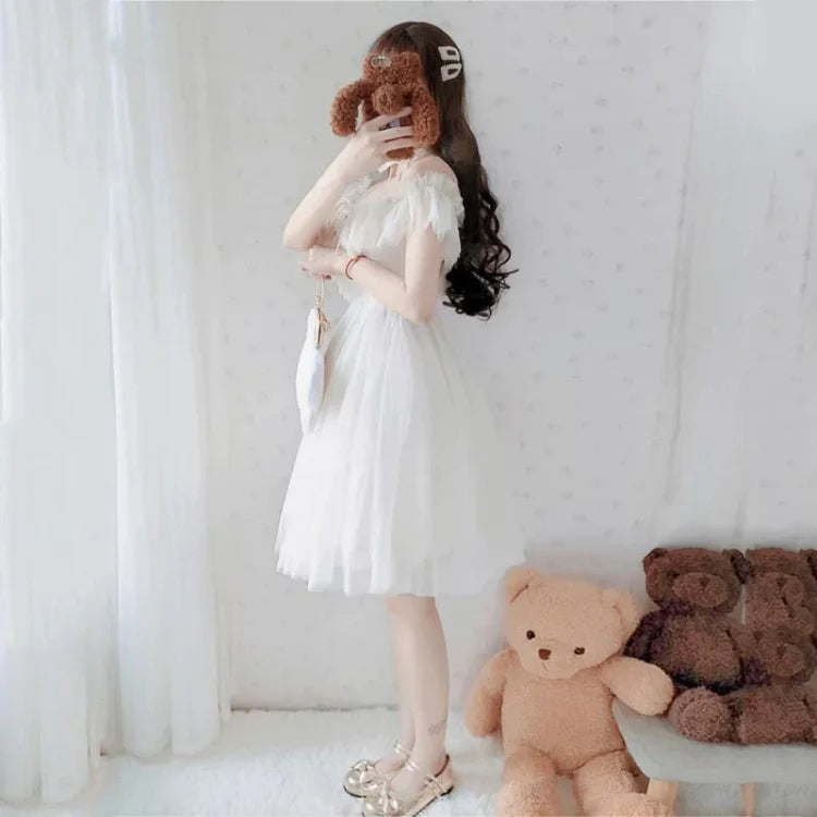 BlueWhite Fairy Soft Princess Off Shoulder Dress