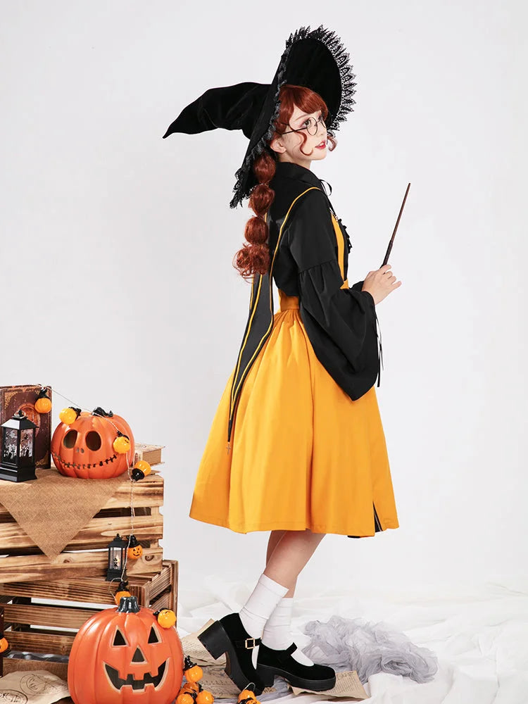 [Halloween Limit] Little Witch Suit Long-Sleeved Suspender Skirt JK Uniform Suit