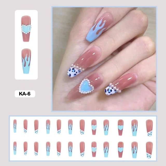 24pcs/box Kawaii Butterfly Lovely Wearable Press On Fake Nails