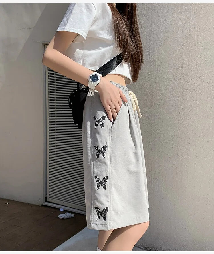 Korean Fashion Butterfly Gray/Black Shorts