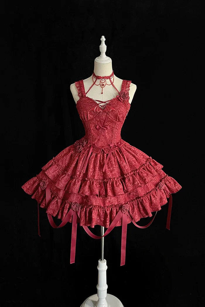 Gothic Blooding Rose JSK Dress Full Set