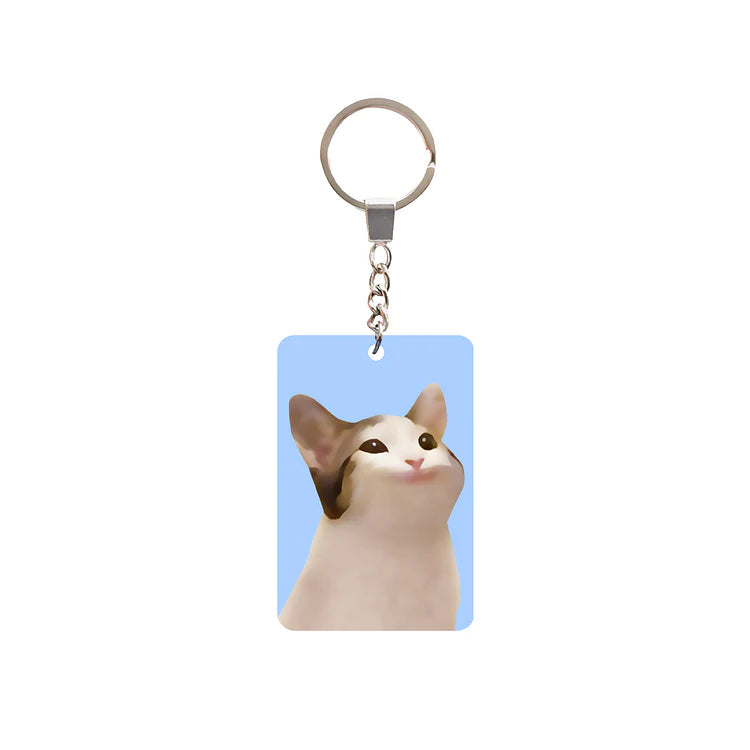 Funny Cat Kitty Mouth Open Keychain