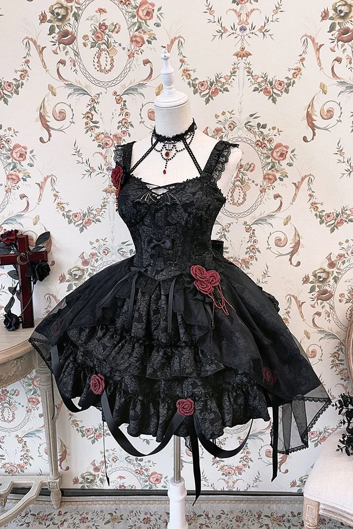 Gothic Blooding Rose JSK Dress Full Set