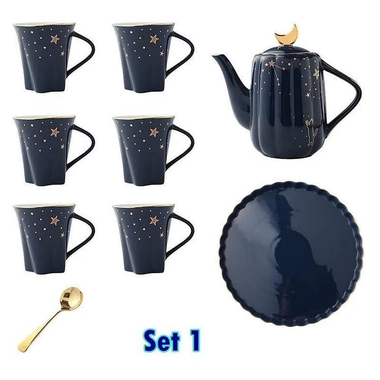 Blue Nordic Luxury Teapot Water Set Cup Set