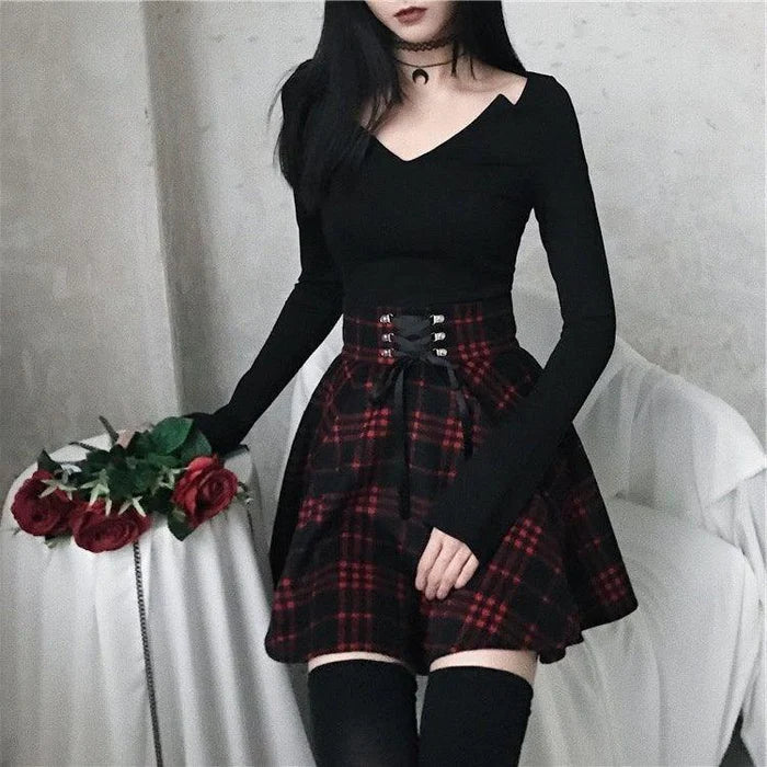 Red Plaid Skirt (Up To 4XL)