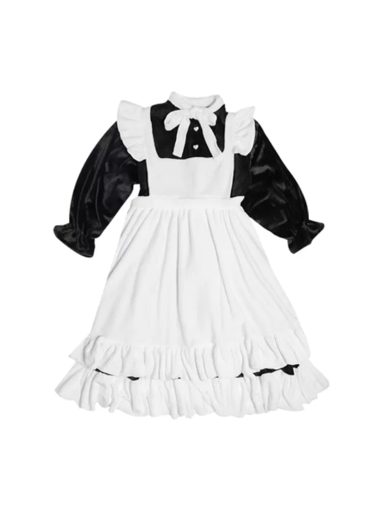 Maid Loungewear Dress and Apron Set (Black&White / Blue&White)