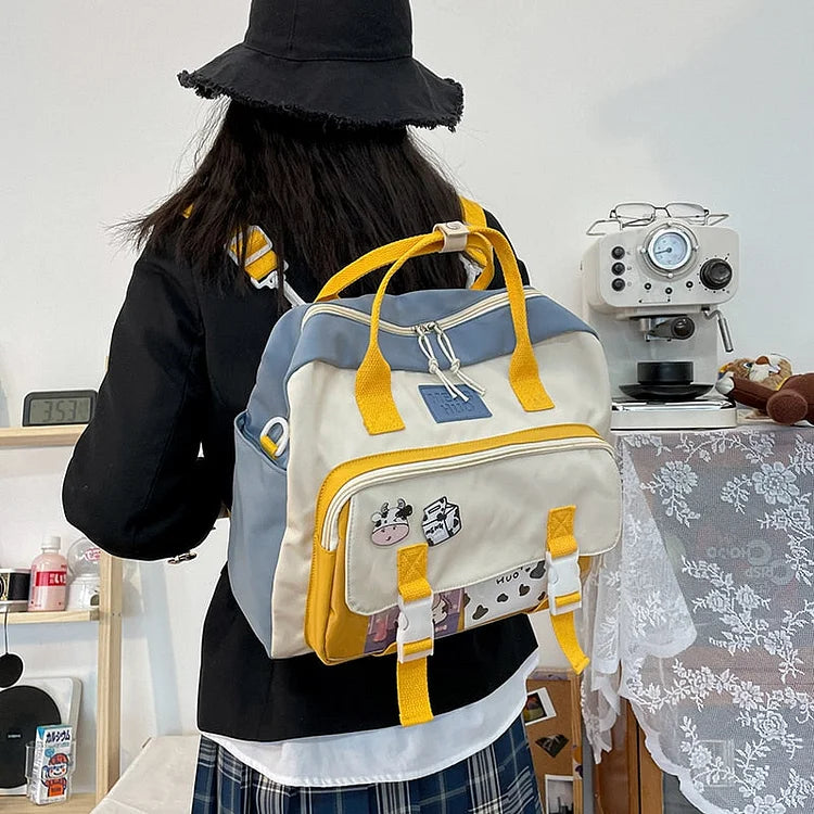 Cow Badge Kawaii Waterproof Backpack