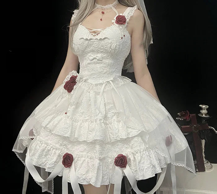 Gothic Blooding Rose JSK Dress Full Set