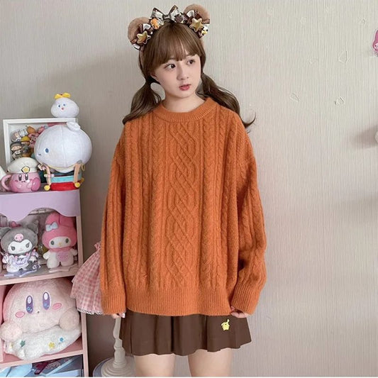 5 Colors Round Neckline Long Sleeves Sweater