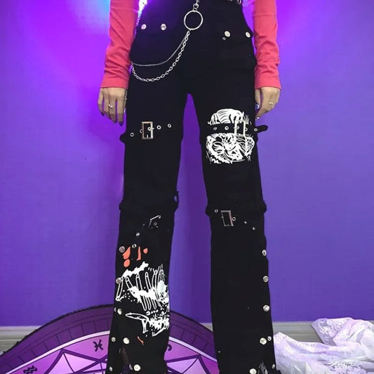 Y2K Metal Buckle Decorative Pants