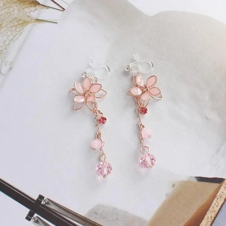 Sweet Pink Fashion Sakura EarringsClips