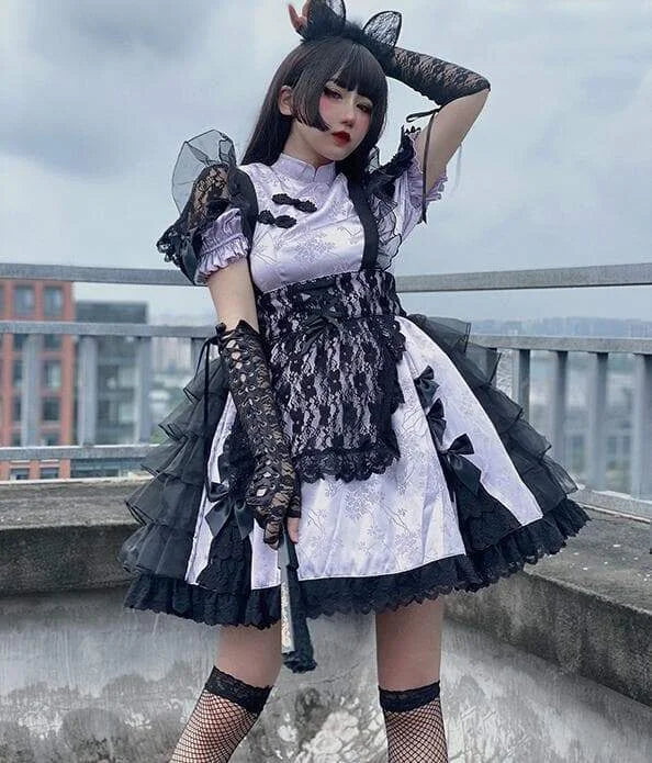 Gothic Fashion Lilac Colour Cheongsam Lolita Dress