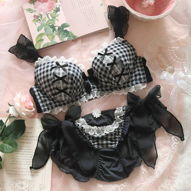 Soft Gothic Black Girly Underwear Set