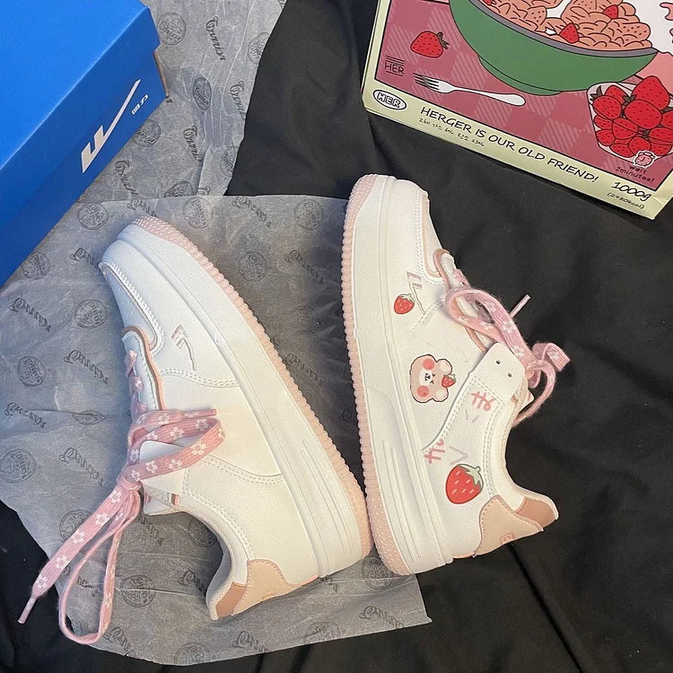 Ulzzang Strawberry White Sneakers