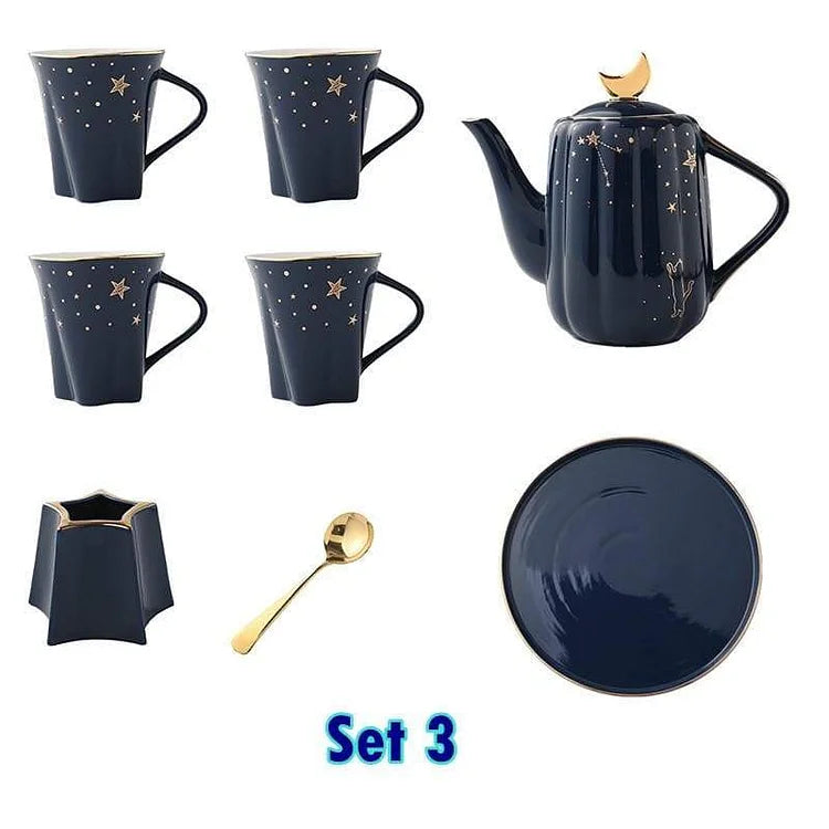 Blue Nordic Luxury Teapot Water Set Cup Set