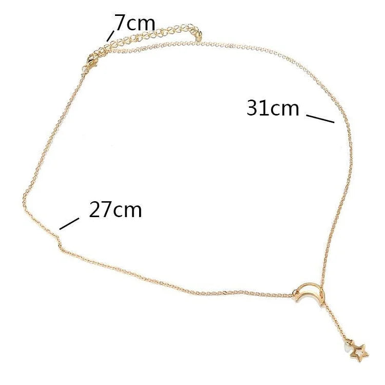 [Clearance] Gold Star Moon Chains Necklace