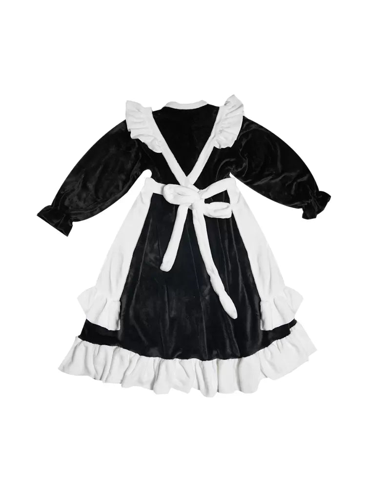 Maid Loungewear Dress and Apron Set (Black&White / Blue&White)