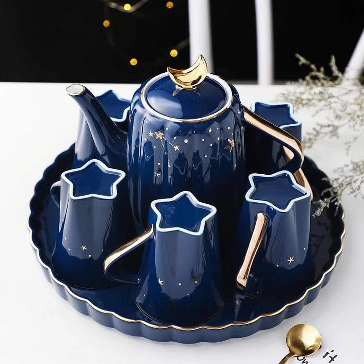 Blue Nordic Luxury Teapot Water Set Cup Set