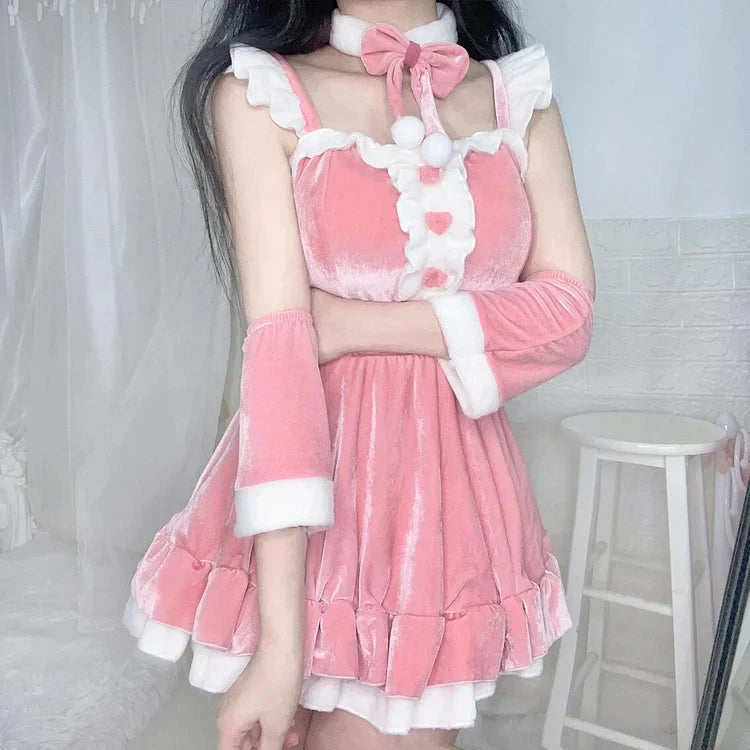 Red/Pink Kawaii Christmas Dress Set