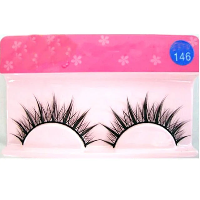 1 Pair Natural Long Cosplay Makeup Cross Strip Black Eye Lashes