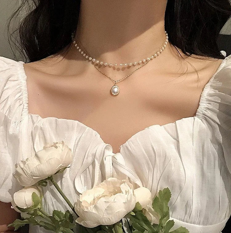 Faux Pearl Layered Necklace / Bracelet