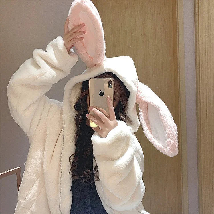 Kawaii Fashion Bunny Ears Hoodie Warm Sweater