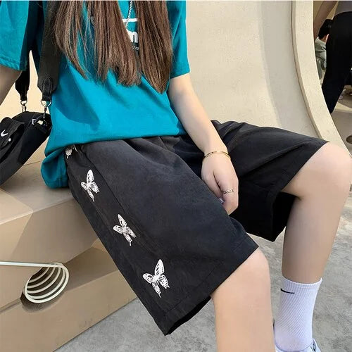 Korean Fashion Butterfly Gray/Black Shorts