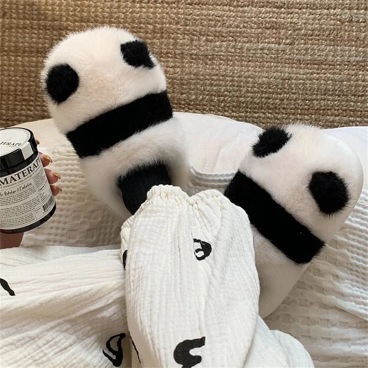 Kawaii Fleece Panda Home Slippers