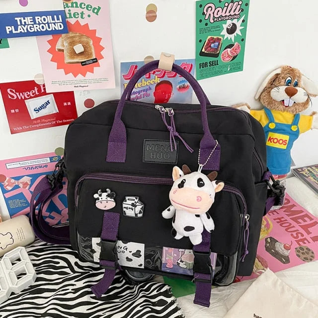 Cow Badge Kawaii Waterproof Backpack