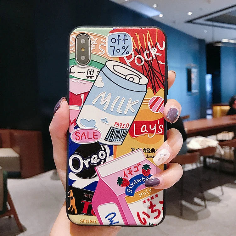 Snacks And Milk Phone Case for iphone 66s6plus77plus88PXXSXRXS Max