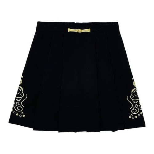 Sweet Embroidery Black Red T-shirt Skirt Set