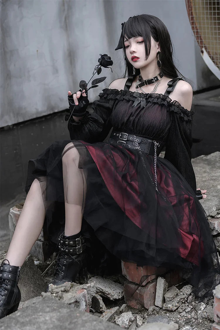 Gothic Black/Wine Lolita Dress