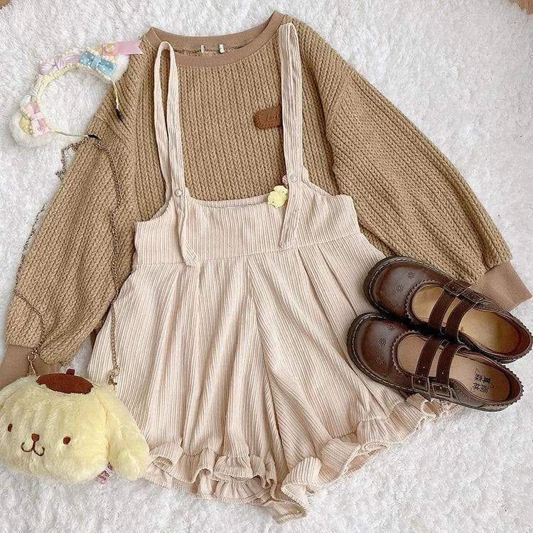 Popular Corduroy Ruffles Kawaii Leisure Rompers