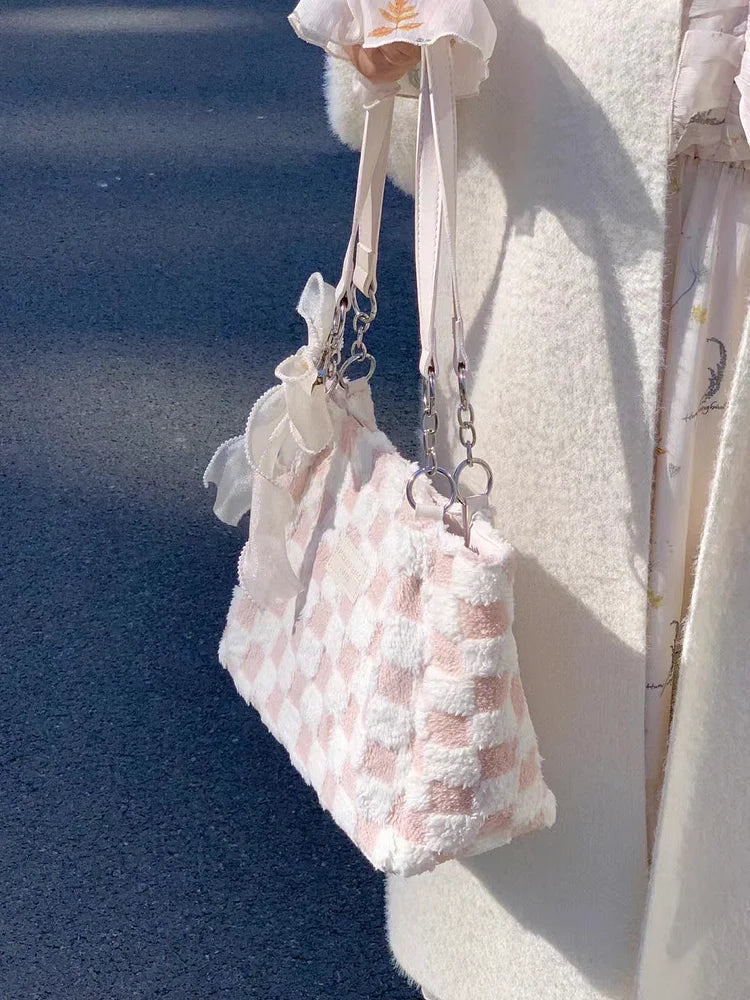 Ribbon Pink Checkered Bag