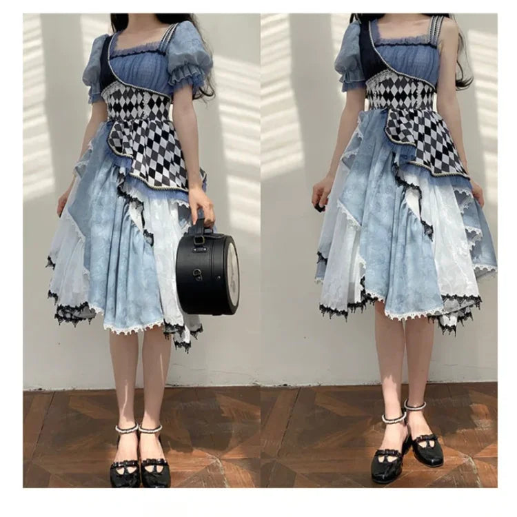 Alice In Wonderland Asymmetrical Retro Lolita Dress