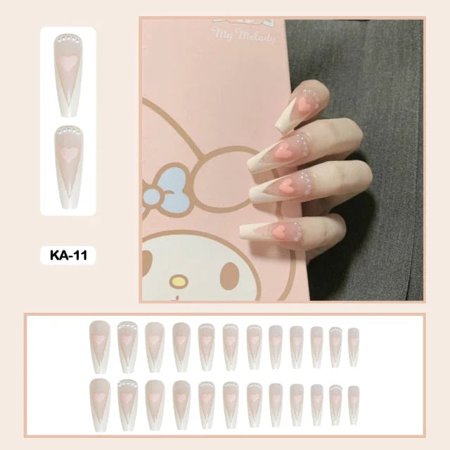 24pcs/box Kawaii Butterfly Lovely Wearable Press On Fake Nails