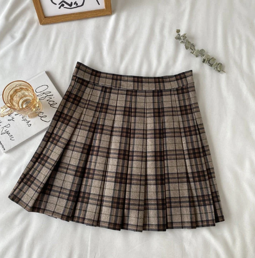 Vintage Plaid Mini Skirt With Shorts