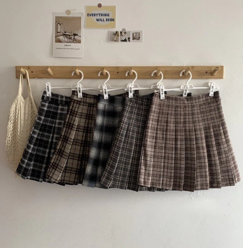 Vintage Plaid Mini Skirt With Shorts