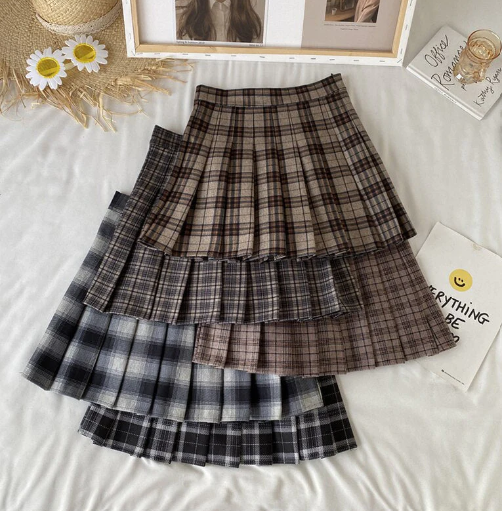 Vintage Plaid Mini Skirt With Shorts