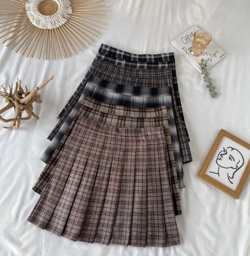 Vintage Plaid Mini Skirt With Shorts