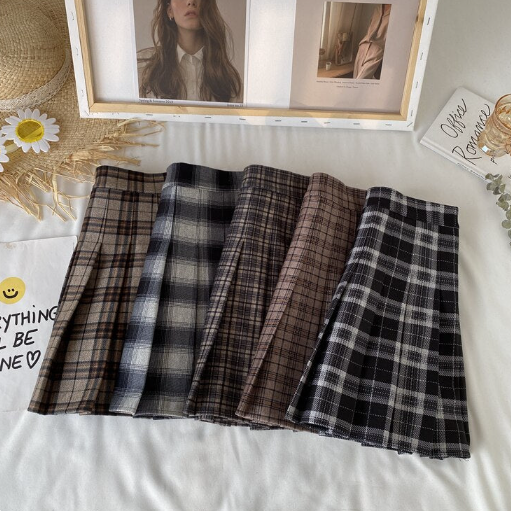 Vintage Plaid Mini Skirt With Shorts