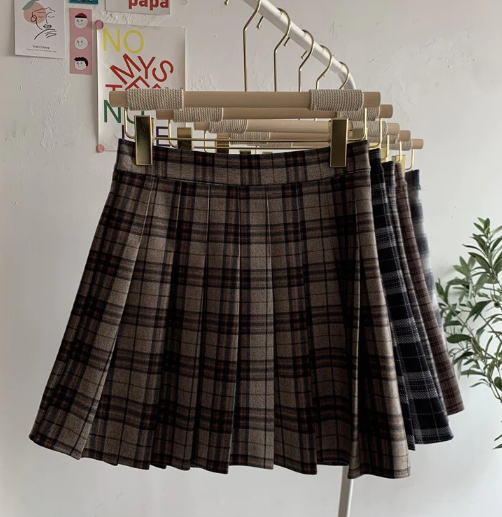 Vintage Plaid Mini Skirt With Shorts