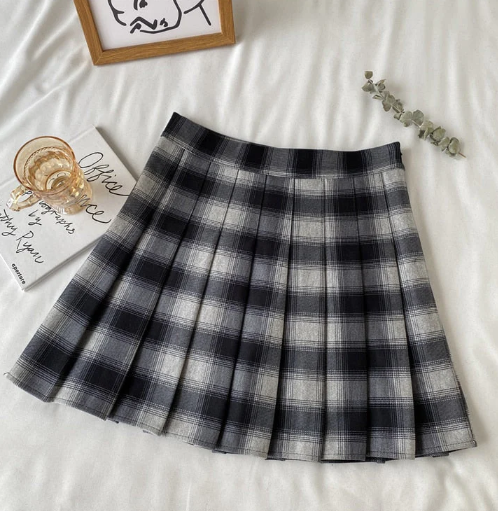 Vintage Plaid Mini Skirt With Shorts