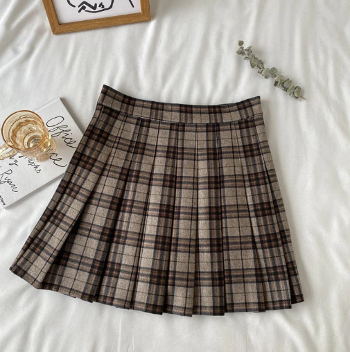 Vintage Plaid Mini Skirt With Shorts