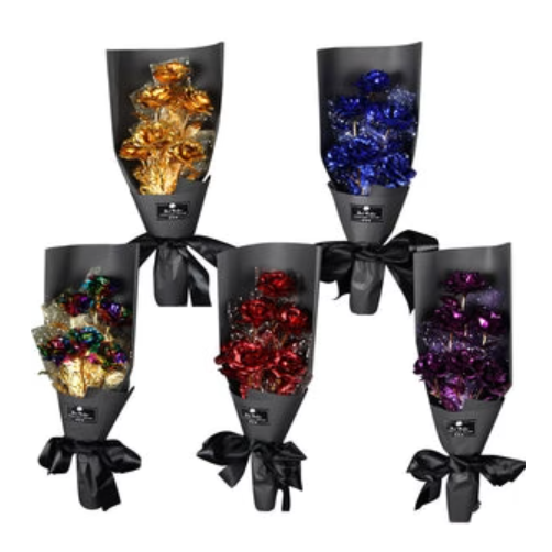 Valentine's Day Surprise:  24K Gold Galaxy Rose Flower Bouquet For Your Wife or Mom